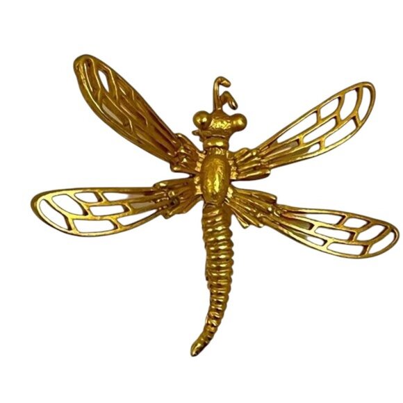 Vintage Dragonfly Brooch ANTIQUE GOLD - Picture 3 of 4